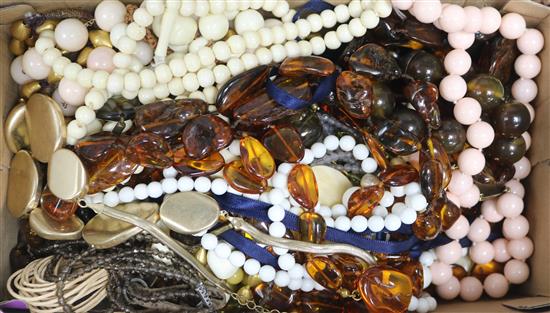 A quantity of costume jewellery including necklaces.